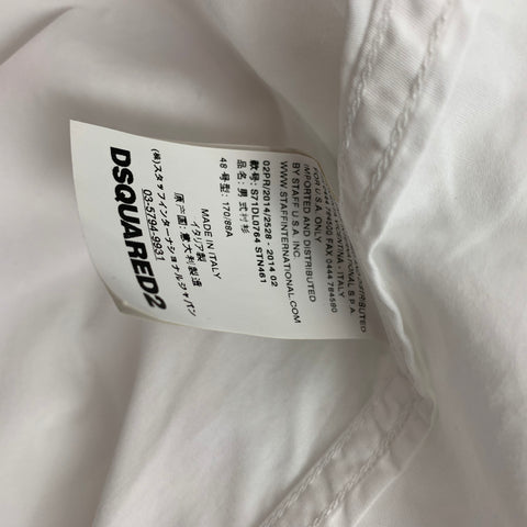 DSQUARED2 Size S White & Orange Cotton Button Up Long Sleeve Shirt