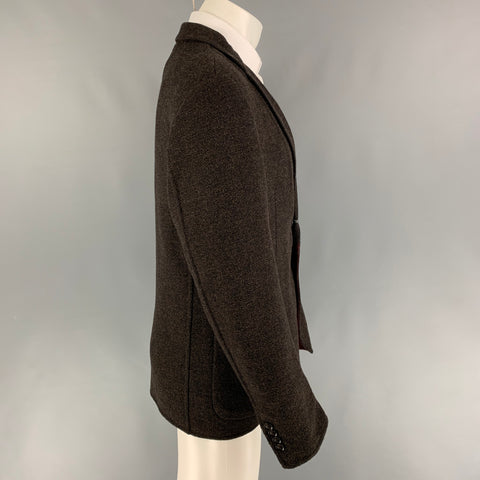 ERMENEGILDO ZEGNA Size 40 Brown Black Herringbone Wool Blend Sport Coat