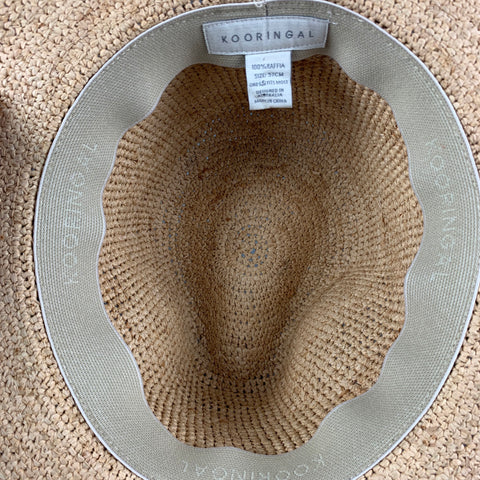 KOORINGAL Size 57 Beige Fuchsia Woven Raffia Hat