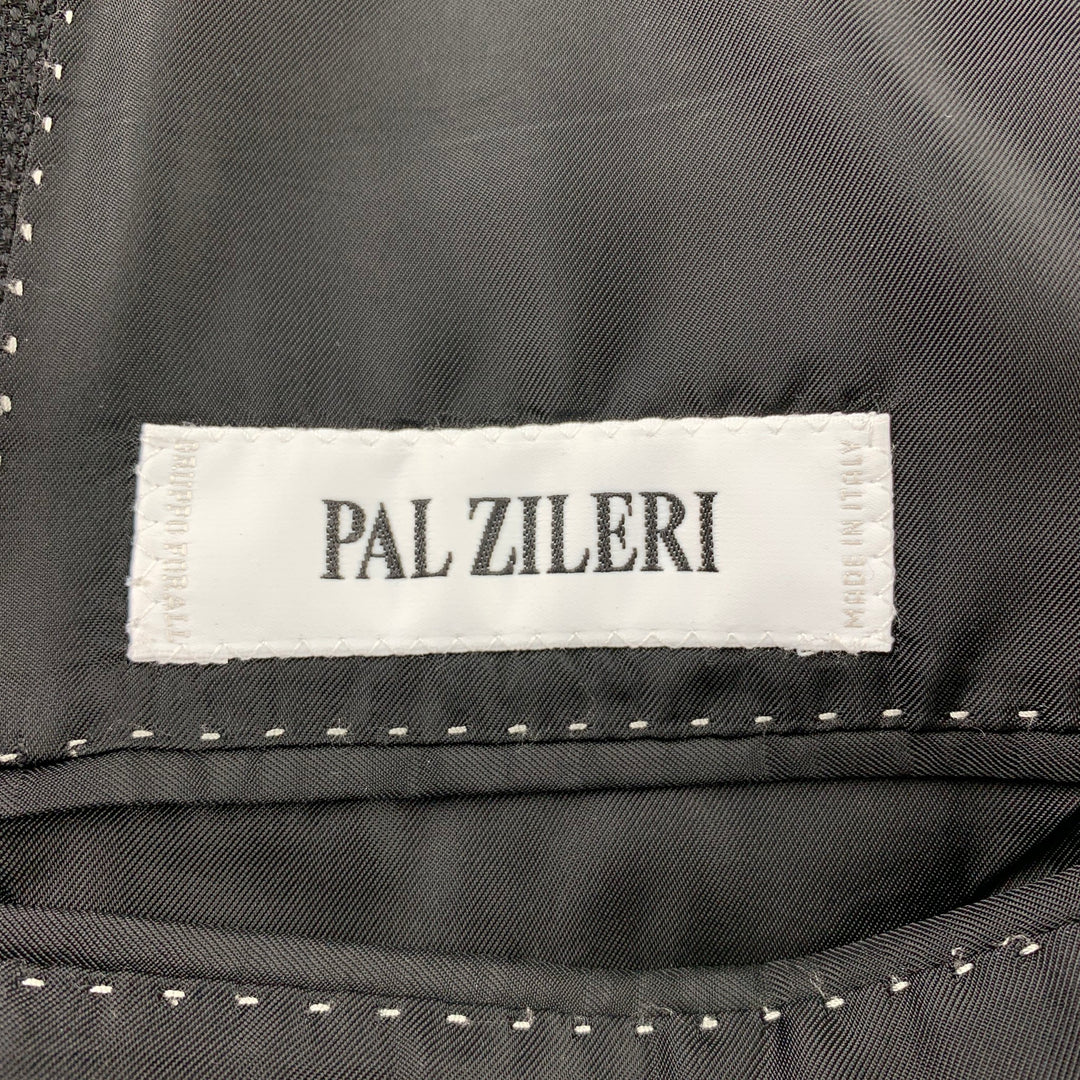 PAL ZILERI Size 40 Long Black Wool Notch Lapel Sport Coat