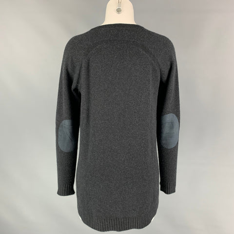 LORO PIANA Size 8 Charcoal Knitted Cashmere Heather Suede Oversized Sweater