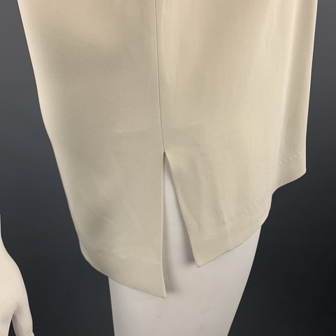 ETRO Size 12 Cream & Black Crepe Sleeveless V Neck Blouse