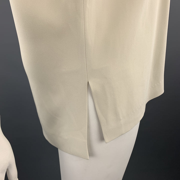 ETRO Talla 12 Blusa crepé sin mangas con cuello en V color crema y negro