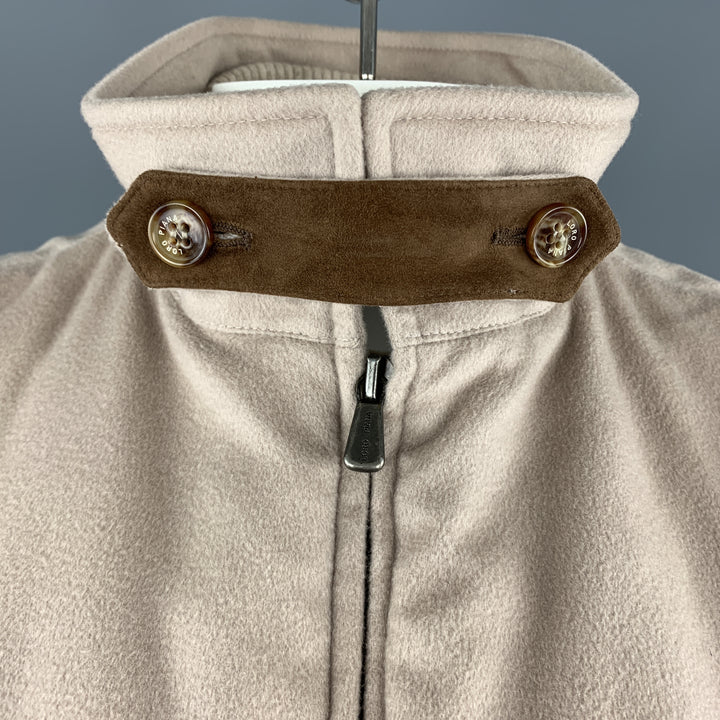 LORO PIANA Size XL Oatmeal Beige Cashmere Zip Up Storm System Vest
