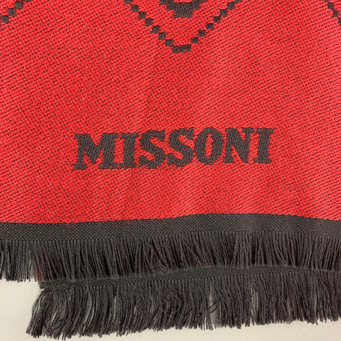MISSONI Red Black Knitted Lana Wool Scarf