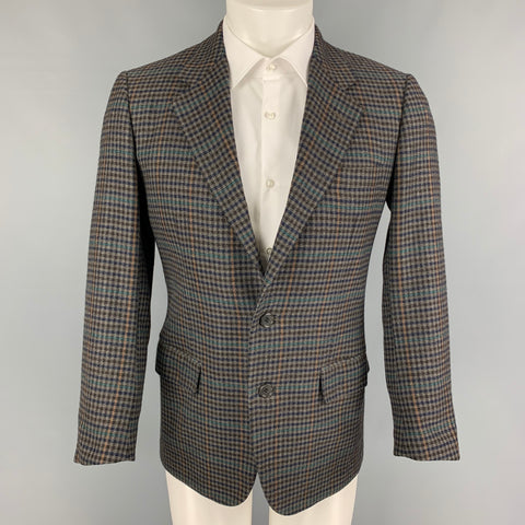 LUCIANO BARBERA Size 38 Grey Houndstooth Wool Sport Coat