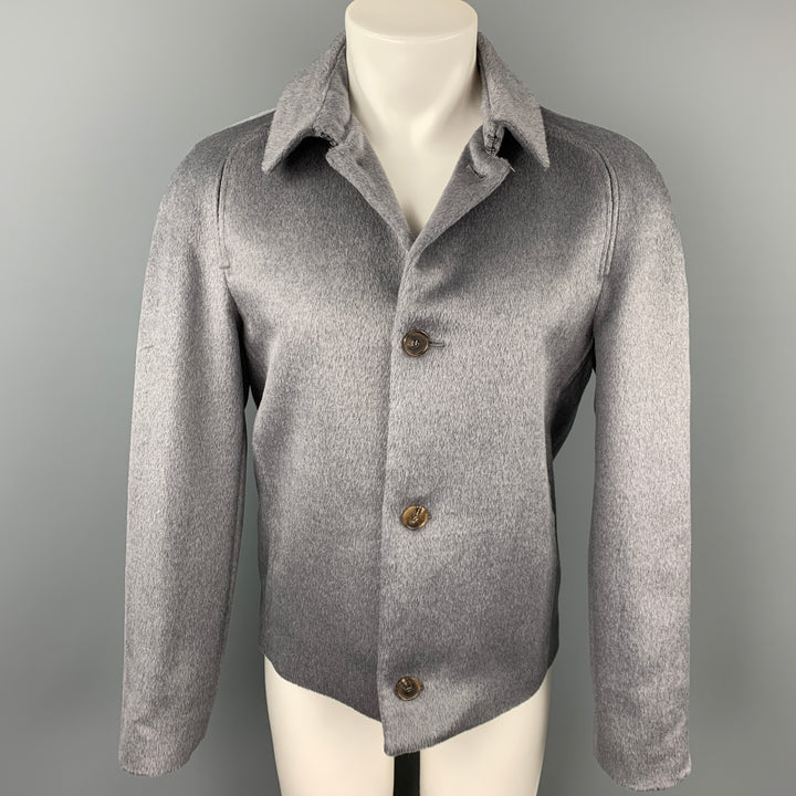 SALVATORE FERRAGAMO Size 40 Grey Wool Blend Raglan Jacket