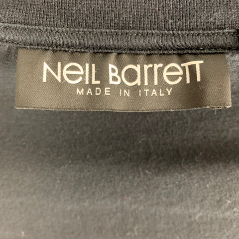 NEIL BARRETT Size XS Black & White Color Block Cotton / Elastane T-shirt