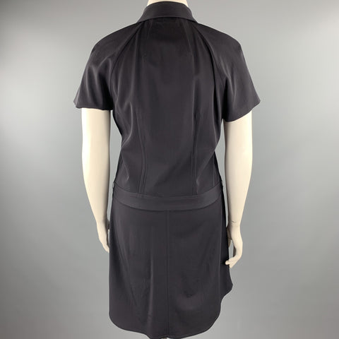 REED KRAKOFF Size 12 Navy Virgin Wool Shirt Dress