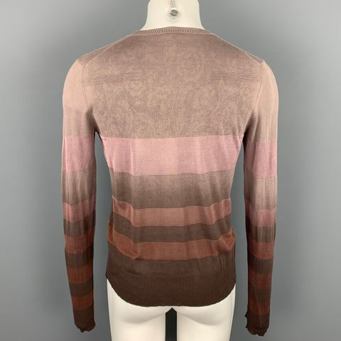 PATRIZIA PEPE Size M Taupe & Brown Ombre Cotton / Silk V-Neck Pullover