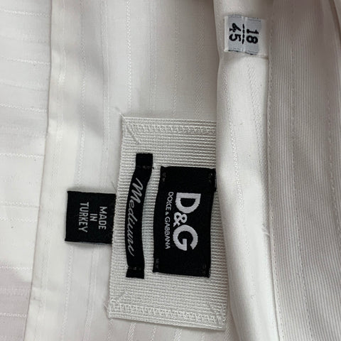 D&G by DOLCE & GABBANA Size XXL White Stripe Cotton Button Up Long Sleeve Shirt