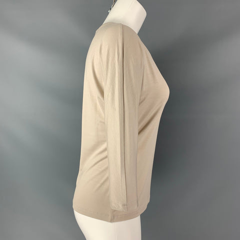 MAX MARA Size M Beige Viscose Elastine Solid T-Shirt