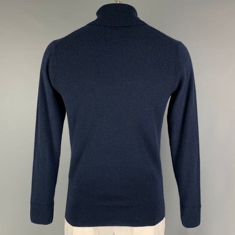 GRANA Size L Navy Cashmere Turtleneck Pullover