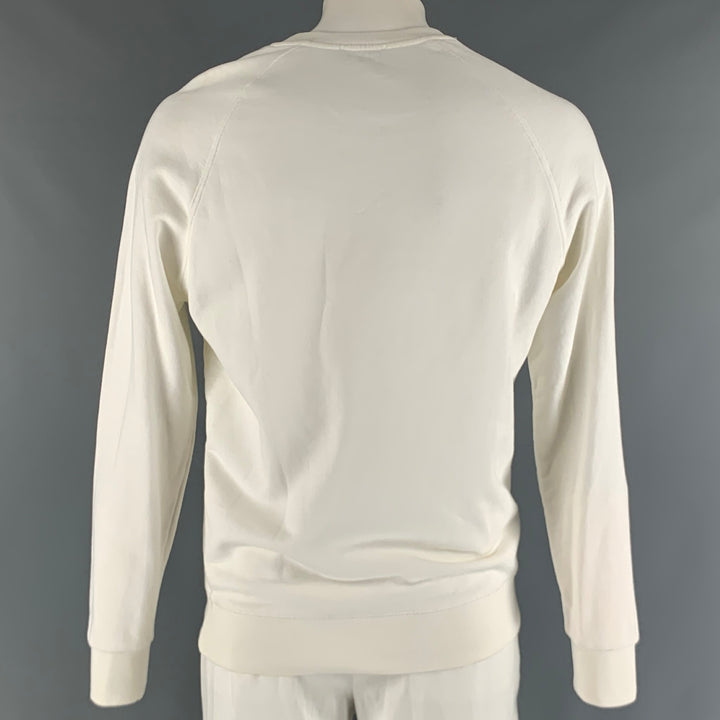MAISON KITSUNE Size L White Navy Cotton Crew-Neck Sweatshirt