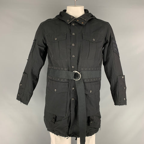 CHRISTIAN DADA Chest Size 34 Size 34 Black Rayon Blend Hooded Coat