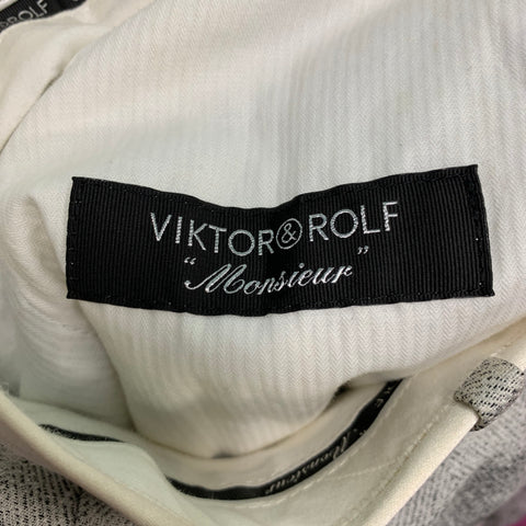 VIKTOR & ROLF Size 32 Grey & White Heather Acetate Blend Tuxedo Dress Pants