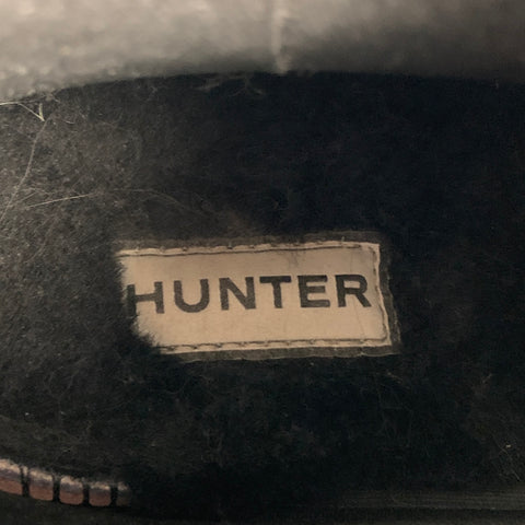 HUNTER Size 7 Black Gloss Rubber Ankle Boots