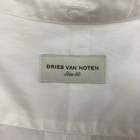 DRIES VAN NOTEN FW 16 Size M White Embroidery Cotton Nehru Collar Long Sleeve Shirt