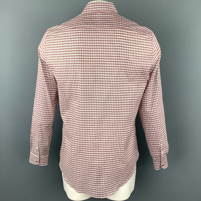 LOUIS VUITTON Size XL Rose & Brick Plaid Cotton Button Up Long Sleeve Shirt