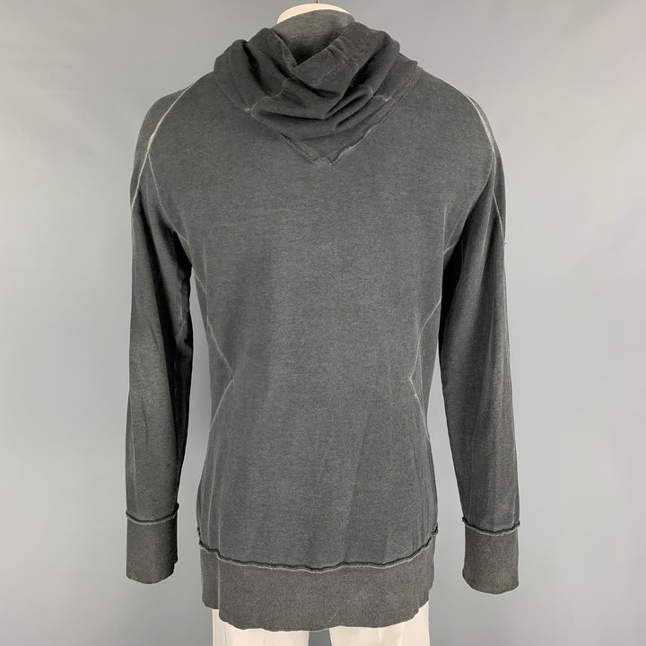 MANUEL MARTE Size L Grey Distressed Cotton Hoodie Sweatshirt