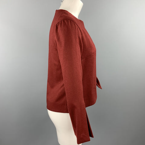 EUDON CHOI Size 4 Burgundy Virgin Wool Tie Pullover