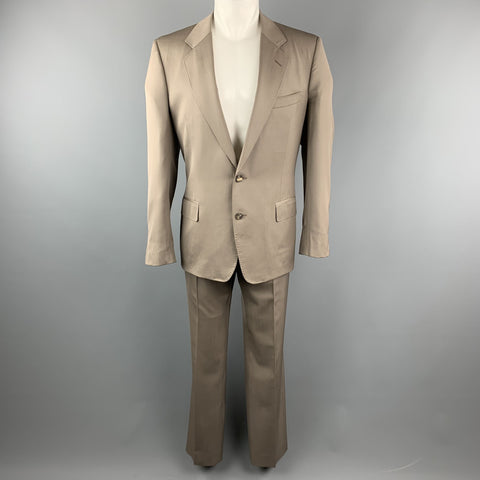 Vintage YVES SAINT LAURENT 42 Regular Taupe Wool Suit