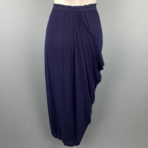 BETH SCHAEFFER Size S Navy Pleated Rayon Asymmetrical Skirt