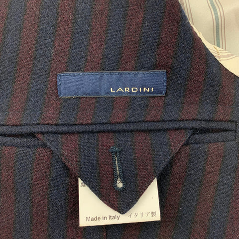 LARDINI Size 38 Brown & Black Stripe Wool Blend Double Breasted Sport Coat