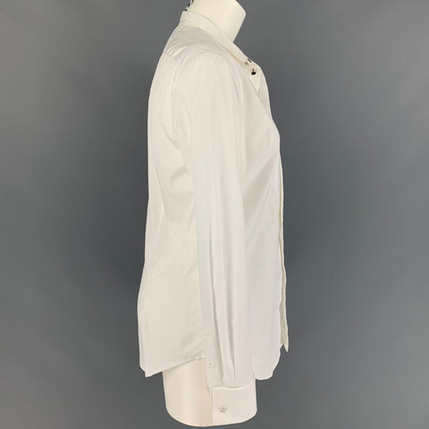 RALPH LAUREN Purple Label Size 10 White Cotton Tuxedo Shirt