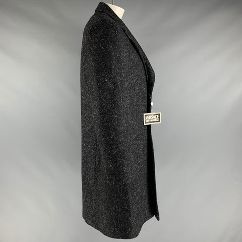 VERSACE CLASSIC Taille 44 Manteau à revers cranté gris noir chiné