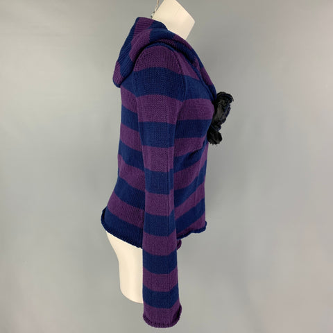 MARC JACOBS Size XS Blue Purple Wool Cashmere Stripe Cardigan