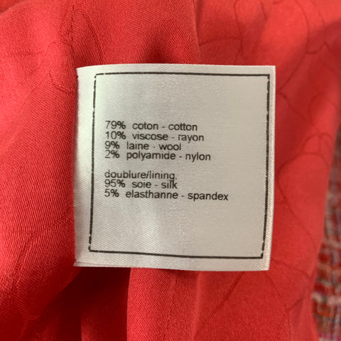 CHANEL P23159V13825 Size 4 Red White Cotton Blend Single breasted Jacket