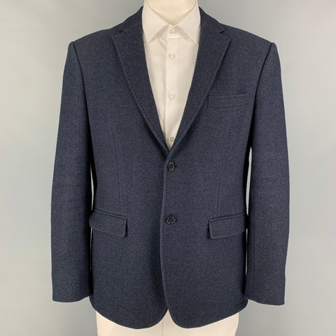 EMILE LAFAURIE Chest Size 46 Navy Textured Wool Blend Notch Lapel Sport Coat