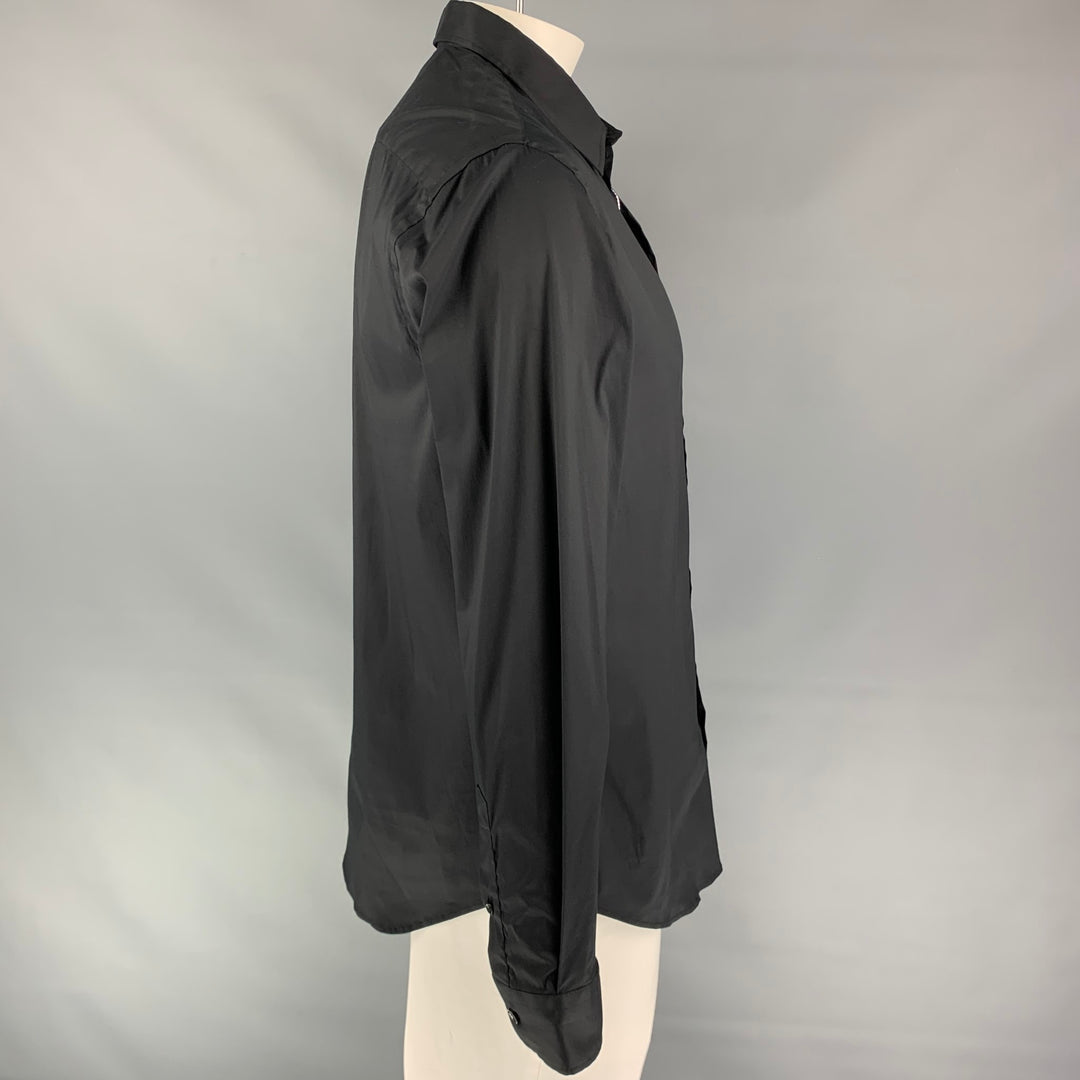 ARMANI COLLEZIONI Size XL Black Cotton Blend Button Up Long Sleeve Shirt