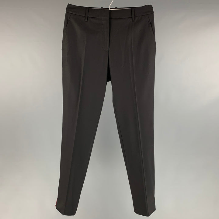 CALVIN KLEIN 205W39NYC Talla 8 Pantalón de vestir liso de elastano de lana azul marino y rojo negro