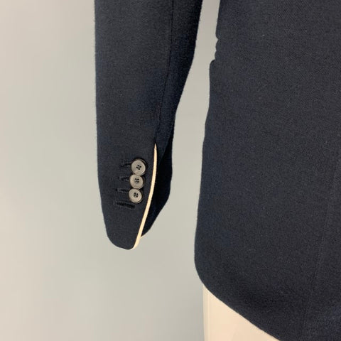 GIORGIO ARMANI Size 40 Navy White Cotton Blend Sport Coat