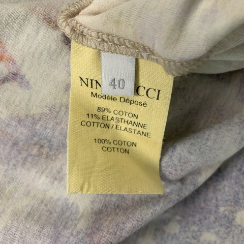 NINA RICCI Size 8 Pink Multicolour Cotton &  Elastane Tie Dye Blouse