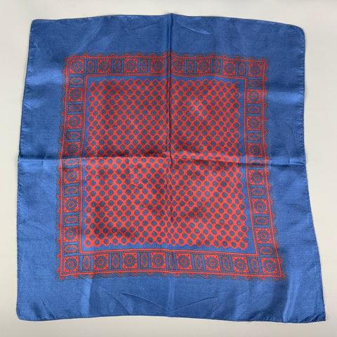 BROOKS BROTHERS Navy Red Print Silk Pocket Square