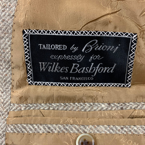 BRIONI for WILKES BASHFORD Size 39 Cream Taupe Herringbone Wool Alpaca Sport Coat