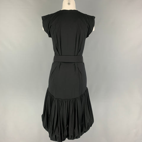 YVES SAINT LAURENT Size S Black Cotton Bubble Hem Dress