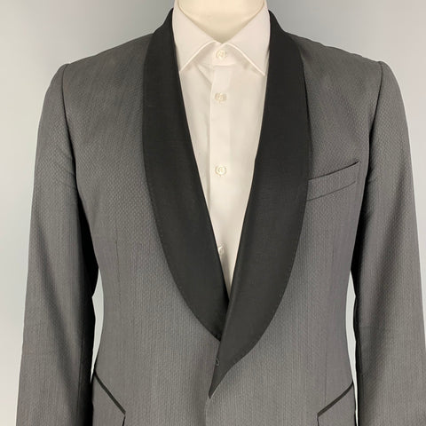 PS by PAUL SMITH Size 46 Dark Gray Diamond Shawl Collar Black Sport Coat