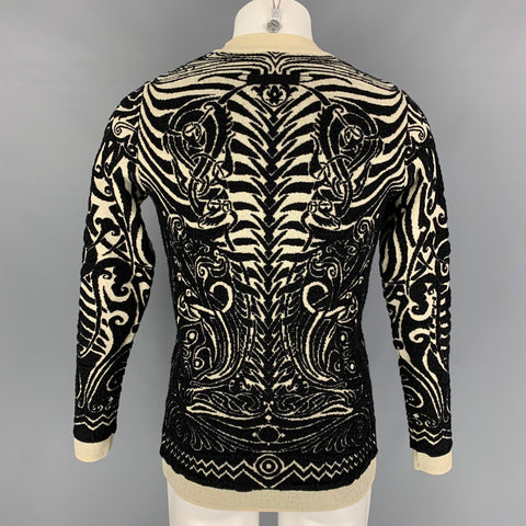 Vintage 1990's JEAN PAUL GAULTIER Size M Black Beige Tattoo Wool / Polyamide Pullover