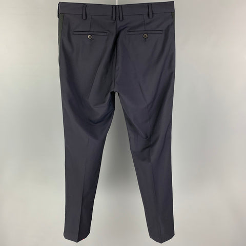 VALENTINO Size 32 Navy Black Wool Mohair Tuxedo Dress Pants