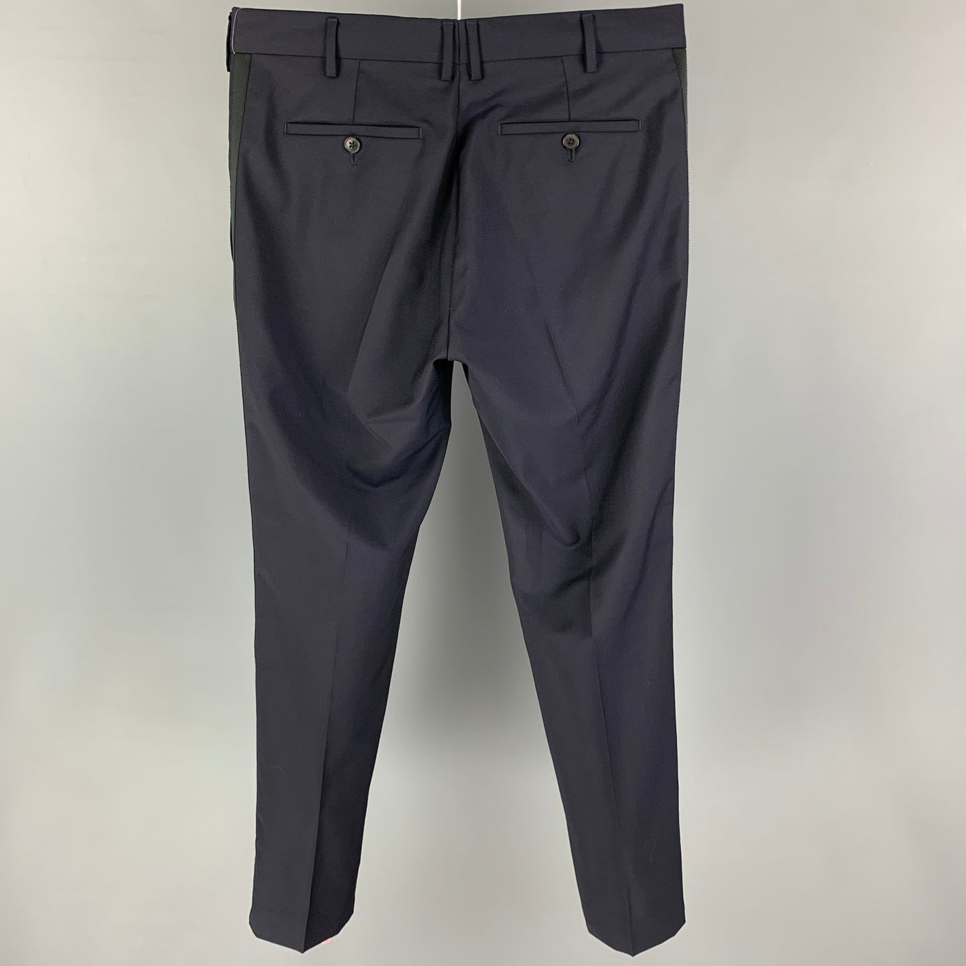 VALENTINO Size 32 Navy Black Wool Mohair Tuxedo Dress Pants