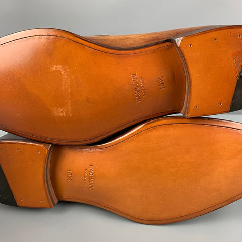 MAGNANNI Size 10.5 Brown Burnished Leather Lace Up Canela Shoes