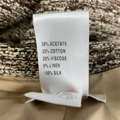 CHLOE Size 6 Cream Brown Acetate Blend Textured Jacket Blazer