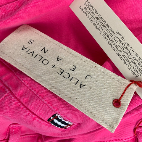 ALICE + OLIVIA Size 26 Pink Cotton Wide Leg Casual Pants