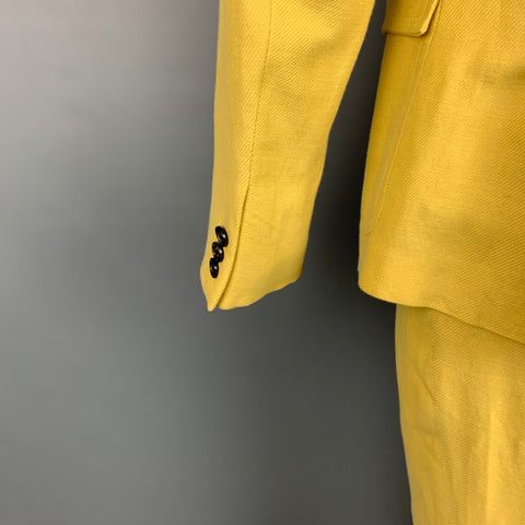 BAND OF OUTSIDErs Size 40 Yellow Linen / Cotton Notch Lapel Suit
