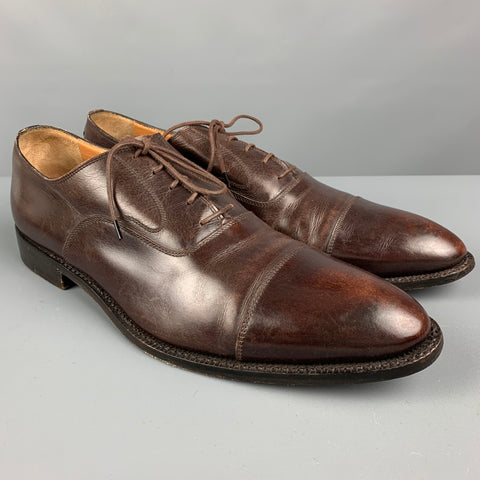 BARRETT Size 10 Brown Leather Cup Toe Lace Up Shoes