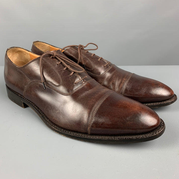 BARRETT Zapatos con cordones y punta en copa de cuero marrón Talla 10